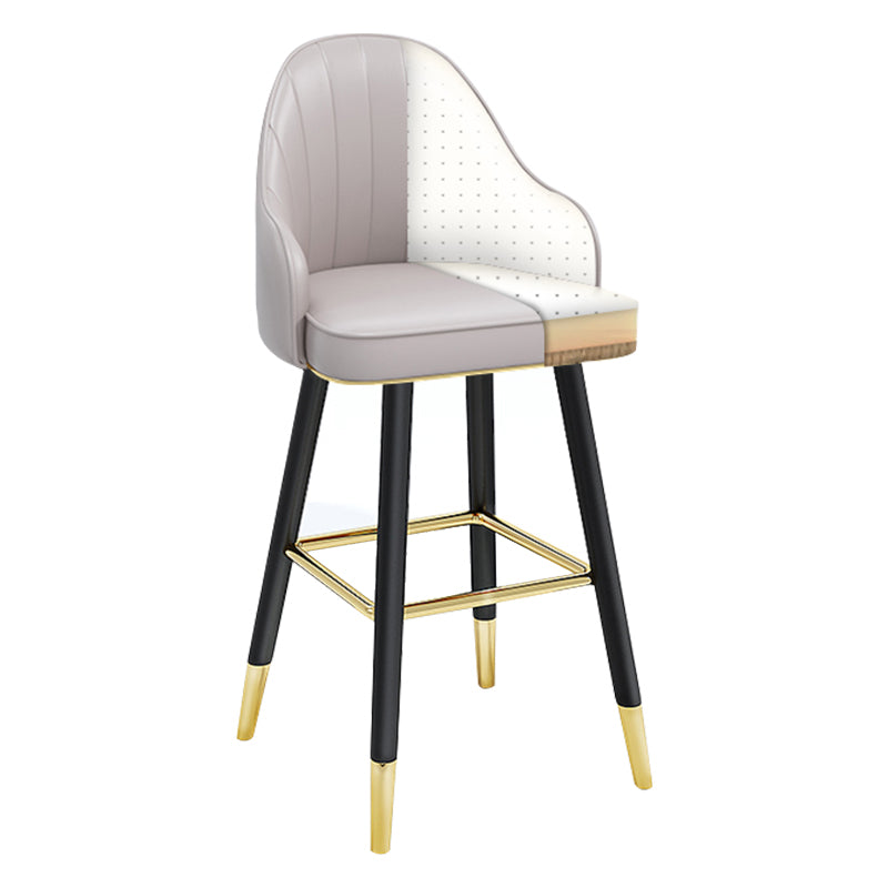 Modern Armless Backrest Counter Stool Steel Household Bar Stool with Pedal and Cushion White-Gray 1 Piece Counter Stool(26"H) Clearhalo 'Bar Furniture' 'Bar Stools' 'bar_stools' 'furn' 'furn_bar_stools' 'furniture_bar_stools' 'Kitchen & Dining Furniture' 'kitchen&dining_furn' 'kitchen' 'kitchen_furn' Furniture' 4275334