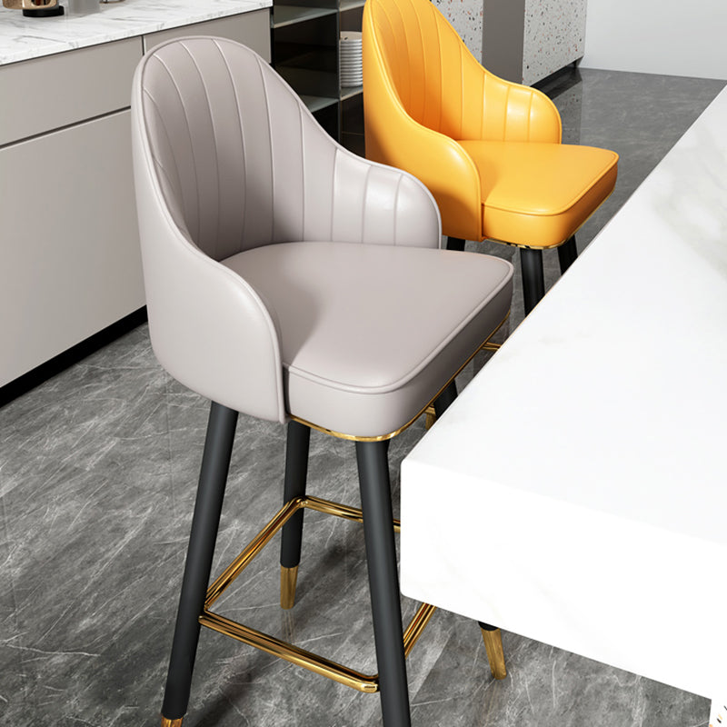 Modern Armless Backrest Counter Stool Steel Household Bar Stool with Pedal and Cushion Clearhalo 'Bar Furniture' 'Bar Stools' 'bar_stools' 'furn' 'furn_bar_stools' 'furniture_bar_stools' 'Kitchen & Dining Furniture' 'kitchen&dining_furn' 'kitchen' 'kitchen_furn' Furniture' 4275335