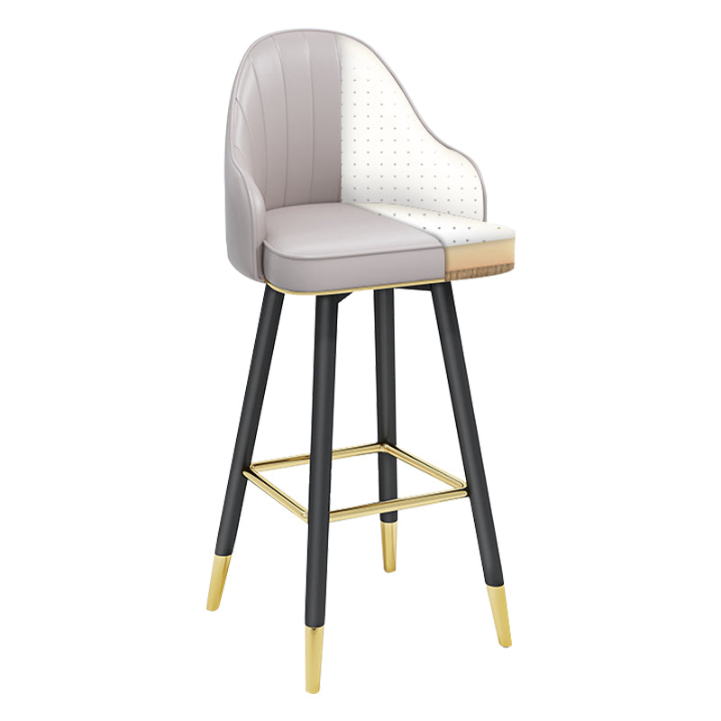 Modern Armless Backrest Counter Stool Steel Household Bar Stool with Pedal and Cushion White-Gray 1 Piece Bar Stool(30"H) Clearhalo 'Bar Furniture' 'Bar Stools' 'bar_stools' 'furn' 'furn_bar_stools' 'furniture_bar_stools' 'Kitchen & Dining Furniture' 'kitchen&dining_furn' 'kitchen' 'kitchen_furn' Furniture' 4275336