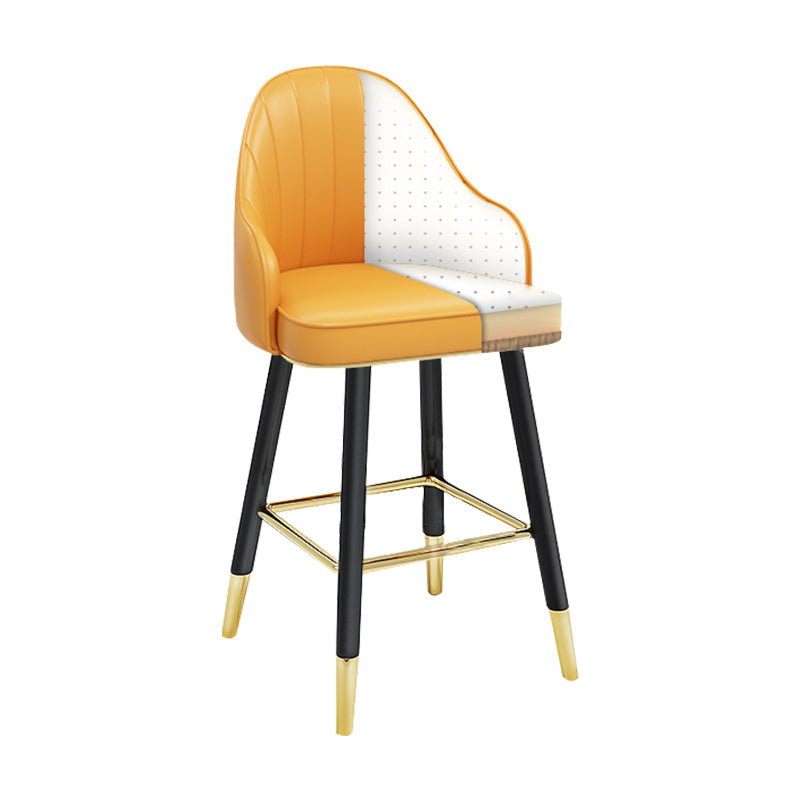 Modern Armless Backrest Counter Stool Steel Household Bar Stool with Pedal and Cushion White-Yellow 1 Piece Short Stool(22"H) Clearhalo 'Bar Furniture' 'Bar Stools' 'bar_stools' 'furn' 'furn_bar_stools' 'furniture_bar_stools' 'Kitchen & Dining Furniture' 'kitchen&dining_furn' 'kitchen' 'kitchen_furn' Furniture' 4275338