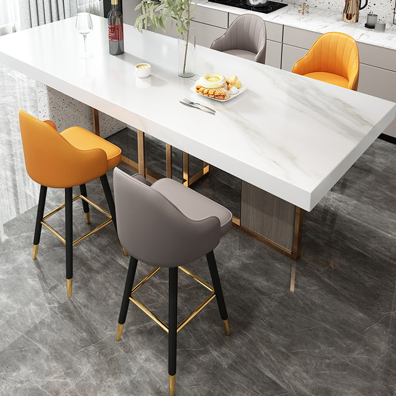 Modern Armless Backrest Counter Stool Steel Household Bar Stool with Pedal and Cushion Clearhalo 'Bar Furniture' 'Bar Stools' 'bar_stools' 'furn' 'furn_bar_stools' 'furniture_bar_stools' 'Kitchen & Dining Furniture' 'kitchen&dining_furn' 'kitchen' 'kitchen_furn' Furniture' 4275339