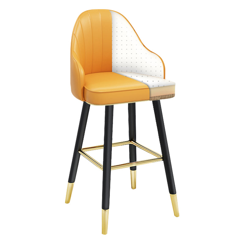 Modern Armless Backrest Counter Stool Steel Household Bar Stool with Pedal and Cushion White-Yellow 1 Piece Counter Stool(26"H) Clearhalo 'Bar Furniture' 'Bar Stools' 'bar_stools' 'furn' 'furn_bar_stools' 'furniture_bar_stools' 'Kitchen & Dining Furniture' 'kitchen&dining_furn' 'kitchen' 'kitchen_furn' Furniture' 4275340