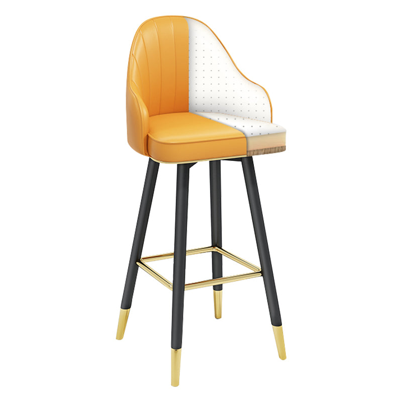 Modern Armless Backrest Counter Stool Steel Household Bar Stool with Pedal and Cushion White-Yellow 1 Piece Bar Stool(30"H) Clearhalo 'Bar Furniture' 'Bar Stools' 'bar_stools' 'furn' 'furn_bar_stools' 'furniture_bar_stools' 'Kitchen & Dining Furniture' 'kitchen&dining_furn' 'kitchen' 'kitchen_furn' Furniture' 4275343