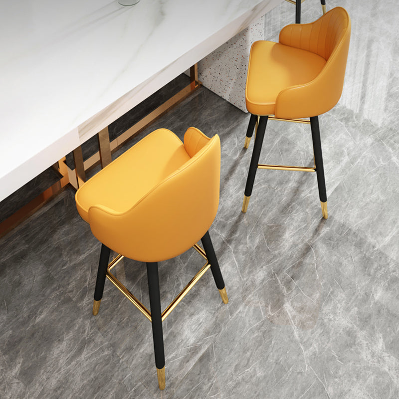 Modern Armless Backrest Counter Stool Steel Household Bar Stool with Pedal and Cushion Clearhalo 'Bar Furniture' 'Bar Stools' 'bar_stools' 'furn' 'furn_bar_stools' 'furniture_bar_stools' 'Kitchen & Dining Furniture' 'kitchen&dining_furn' 'kitchen' 'kitchen_furn' Furniture' 4275348