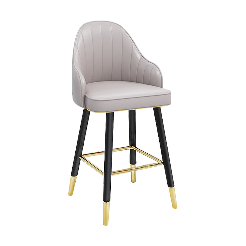 Modern Armless Backrest Counter Stool Steel Household Bar Stool with Pedal and Cushion Light Gray 1 Piece Short Stool(22"H) Clearhalo 'Bar Furniture' 'Bar Stools' 'bar_stools' 'furn' 'furn_bar_stools' 'furniture_bar_stools' 'Kitchen & Dining Furniture' 'kitchen&dining_furn' 'kitchen' 'kitchen_furn' Furniture' 4275350