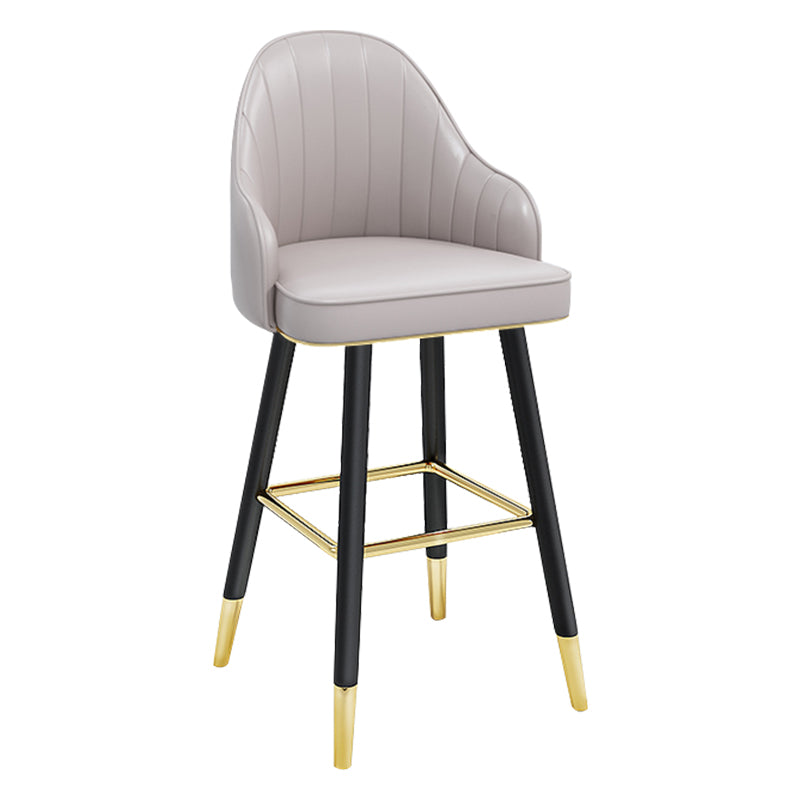 Modern Armless Backrest Counter Stool Steel Household Bar Stool with Pedal and Cushion Light Gray 1 Piece Counter Stool(26"H) Clearhalo 'Bar Furniture' 'Bar Stools' 'bar_stools' 'furn' 'furn_bar_stools' 'furniture_bar_stools' 'Kitchen & Dining Furniture' 'kitchen&dining_furn' 'kitchen' 'kitchen_furn' Furniture' 4275352