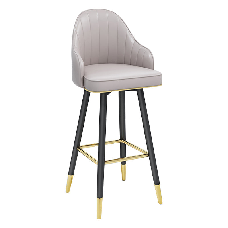 Modern Armless Backrest Counter Stool Steel Household Bar Stool with Pedal and Cushion Light Gray 1 Piece Bar Stool(30"H) Clearhalo 'Bar Furniture' 'Bar Stools' 'bar_stools' 'furn' 'furn_bar_stools' 'furniture_bar_stools' 'Kitchen & Dining Furniture' 'kitchen&dining_furn' 'kitchen' 'kitchen_furn' Furniture' 4275353