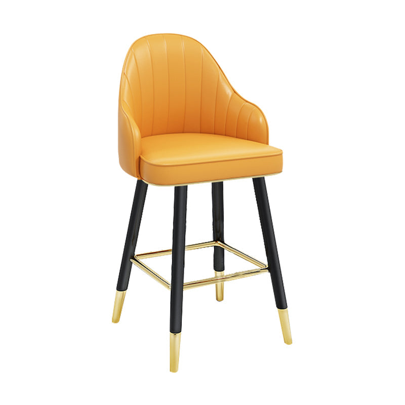 Modern Armless Backrest Counter Stool Steel Household Bar Stool with Pedal and Cushion Yellow 1 Piece Short Stool(22"H) Clearhalo 'Bar Furniture' 'Bar Stools' 'bar_stools' 'furn' 'furn_bar_stools' 'furniture_bar_stools' 'Kitchen & Dining Furniture' 'kitchen&dining_furn' 'kitchen' 'kitchen_furn' Furniture' 4275354