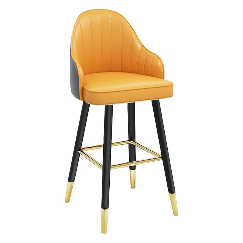 Modern Armless Backrest Counter Stool Steel Household Bar Stool with Pedal and Cushion Yellow-Gray 1 Piece Counter Stool(26"H) Clearhalo 'Bar Furniture' 'Bar Stools' 'bar_stools' 'furn' 'furn_bar_stools' 'furniture_bar_stools' 'Kitchen & Dining Furniture' 'kitchen&dining_furn' 'kitchen' 'kitchen_furn' Furniture' 4275358