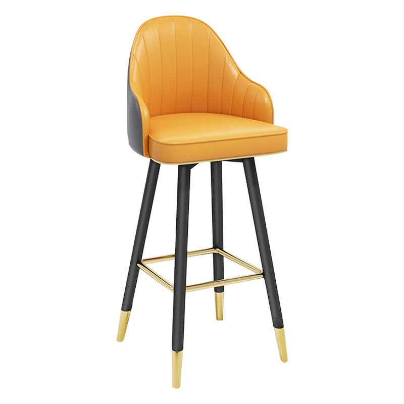 Modern Armless Backrest Counter Stool Steel Household Bar Stool with Pedal and Cushion Yellow-Gray 1 Piece Bar Stool(30"H) Clearhalo 'Bar Furniture' 'Bar Stools' 'bar_stools' 'furn' 'furn_bar_stools' 'furniture_bar_stools' 'Kitchen & Dining Furniture' 'kitchen&dining_furn' 'kitchen' 'kitchen_furn' Furniture' 4275359