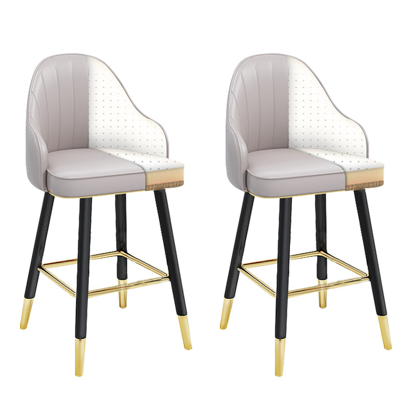 Modern Armless Backrest Counter Stool Steel Household Bar Stool with Pedal and Cushion White-Gray 2 Piece Set Short Stool(22"H) Clearhalo 'Bar Furniture' 'Bar Stools' 'bar_stools' 'furn' 'furn_bar_stools' 'furniture_bar_stools' 'Kitchen & Dining Furniture' 'kitchen&dining_furn' 'kitchen' 'kitchen_furn' Furniture' 4275360