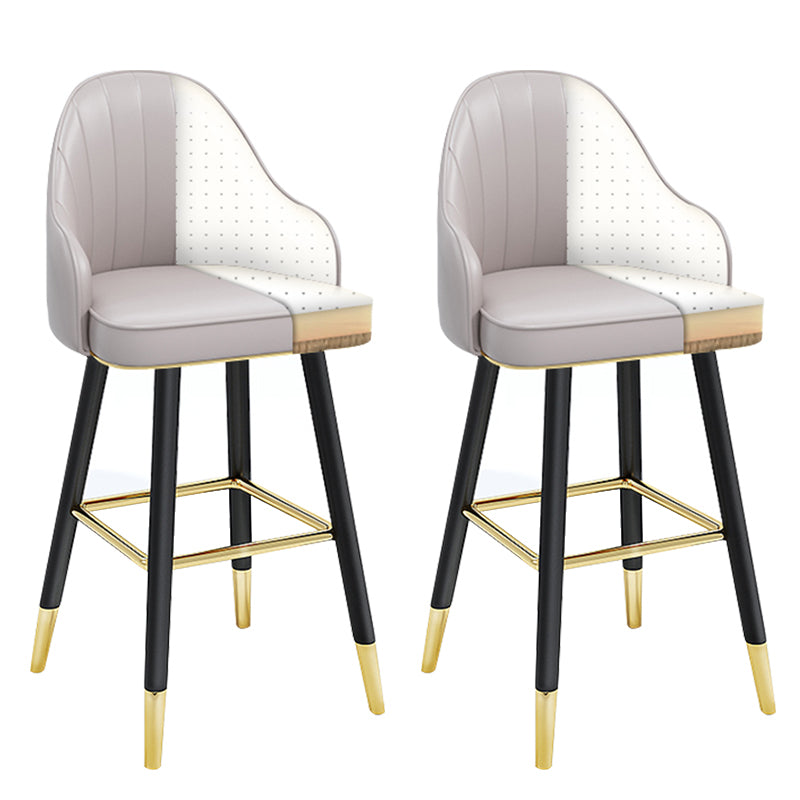 Modern Armless Backrest Counter Stool Steel Household Bar Stool with Pedal and Cushion White-Gray 2 Piece Set Counter Stool(26"H) Clearhalo 'Bar Furniture' 'Bar Stools' 'bar_stools' 'furn' 'furn_bar_stools' 'furniture_bar_stools' 'Kitchen & Dining Furniture' 'kitchen&dining_furn' 'kitchen' 'kitchen_furn' Furniture' 4275361