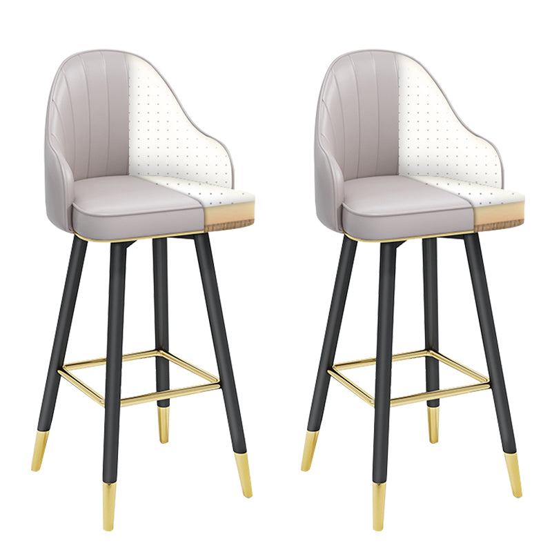 Modern Armless Backrest Counter Stool Steel Household Bar Stool with Pedal and Cushion White-Gray 2 Piece Set Bar Stool(30"H) Clearhalo 'Bar Furniture' 'Bar Stools' 'bar_stools' 'furn' 'furn_bar_stools' 'furniture_bar_stools' 'Kitchen & Dining Furniture' 'kitchen&dining_furn' 'kitchen' 'kitchen_furn' Furniture' 4275362