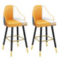 Modern Armless Backrest Counter Stool Steel Household Bar Stool with Pedal and Cushion Grey-Light Yellow 2 Piece Set Counter Stool(26"H) Clearhalo 'Bar Furniture' 'Bar Stools' 'bar_stools' 'furn' 'furn_bar_stools' 'furniture_bar_stools' 'Kitchen & Dining Furniture' 'kitchen&dining_furn' 'kitchen' 'kitchen_furn' Furniture' 4275367
