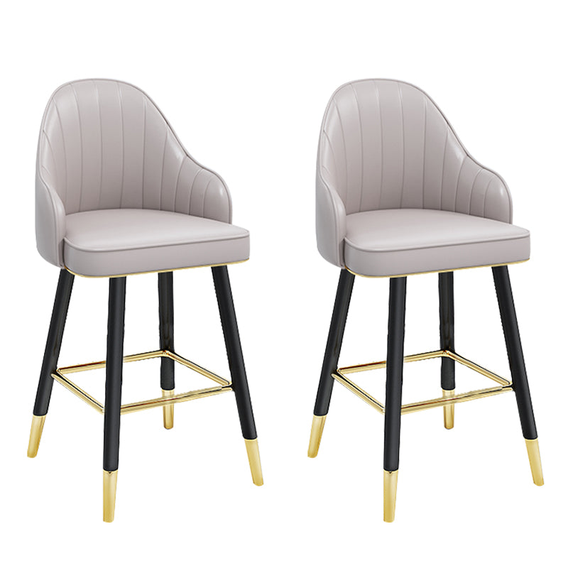 Modern Armless Backrest Counter Stool Steel Household Bar Stool with Pedal and Cushion Light Gray 2 Piece Set Short Stool(22"H) Clearhalo 'Bar Furniture' 'Bar Stools' 'bar_stools' 'furn' 'furn_bar_stools' 'furniture_bar_stools' 'Kitchen & Dining Furniture' 'kitchen&dining_furn' 'kitchen' 'kitchen_furn' Furniture' 4275369