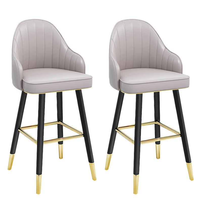 Modern Armless Backrest Counter Stool Steel Household Bar Stool with Pedal and Cushion Light Gray 2 Piece Set Counter Stool(26"H) Clearhalo 'Bar Furniture' 'Bar Stools' 'bar_stools' 'furn' 'furn_bar_stools' 'furniture_bar_stools' 'Kitchen & Dining Furniture' 'kitchen&dining_furn' 'kitchen' 'kitchen_furn' Furniture' 4275370