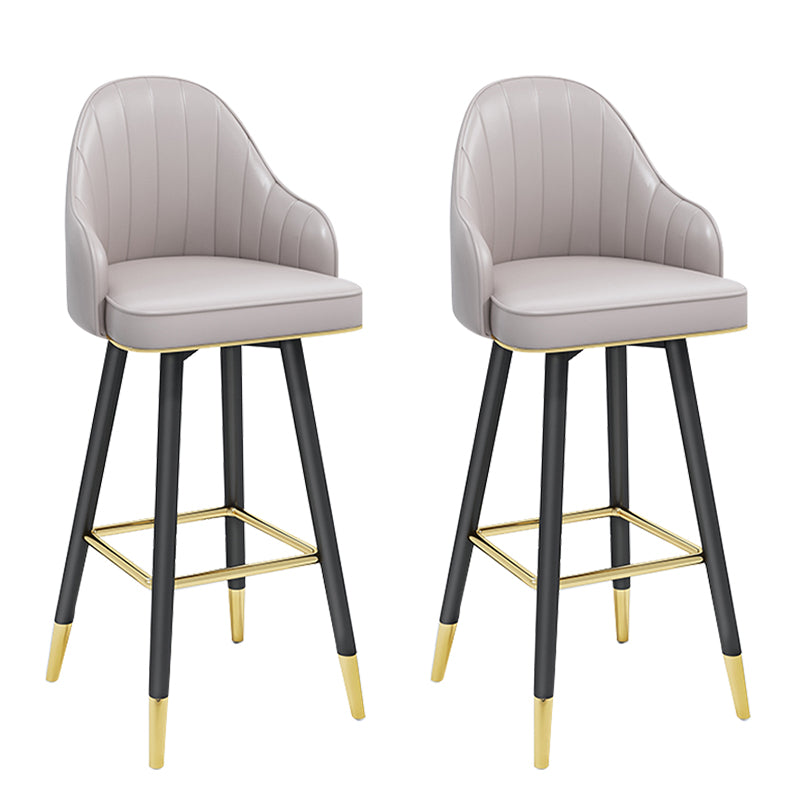 Modern Armless Backrest Counter Stool Steel Household Bar Stool with Pedal and Cushion Light Gray 2 Piece Set Bar Stool(30"H) Clearhalo 'Bar Furniture' 'Bar Stools' 'bar_stools' 'furn' 'furn_bar_stools' 'furniture_bar_stools' 'Kitchen & Dining Furniture' 'kitchen&dining_furn' 'kitchen' 'kitchen_furn' Furniture' 4275371