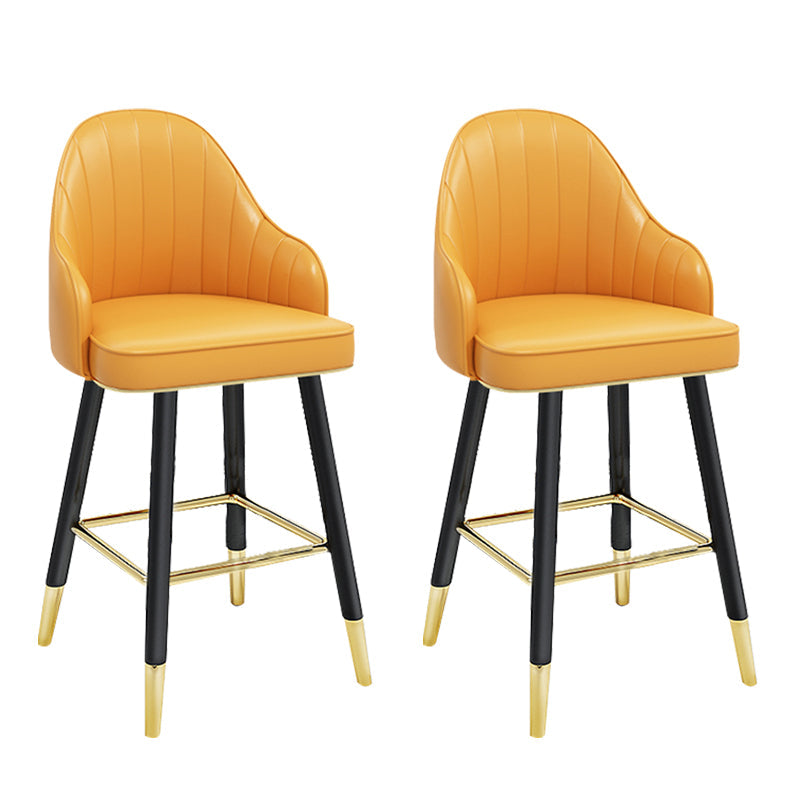 Modern Armless Backrest Counter Stool Steel Household Bar Stool with Pedal and Cushion Yellow 2 Piece Set Short Stool(22"H) Clearhalo 'Bar Furniture' 'Bar Stools' 'bar_stools' 'furn' 'furn_bar_stools' 'furniture_bar_stools' 'Kitchen & Dining Furniture' 'kitchen&dining_furn' 'kitchen' 'kitchen_furn' Furniture' 4275372