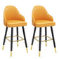 Modern Armless Backrest Counter Stool Steel Household Bar Stool with Pedal and Cushion Yellow 2 Piece Set Counter Stool(26"H) Clearhalo 'Bar Furniture' 'Bar Stools' 'bar_stools' 'furn' 'furn_bar_stools' 'furniture_bar_stools' 'Kitchen & Dining Furniture' 'kitchen&dining_furn' 'kitchen' 'kitchen_furn' Furniture' 4275373