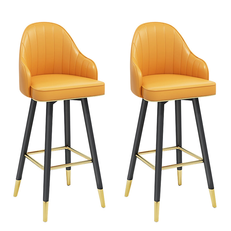 Modern Armless Backrest Counter Stool Steel Household Bar Stool with Pedal and Cushion Yellow 2 Piece Set Bar Stool(30"H) Clearhalo 'Bar Furniture' 'Bar Stools' 'bar_stools' 'furn' 'furn_bar_stools' 'furniture_bar_stools' 'Kitchen & Dining Furniture' 'kitchen&dining_furn' 'kitchen' 'kitchen_furn' Furniture' 4275374