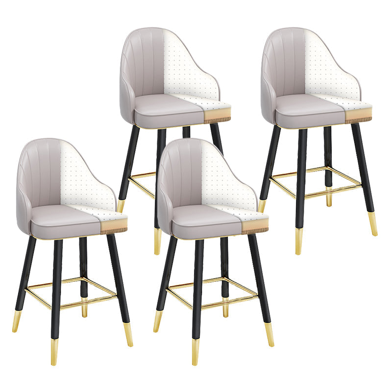 Modern Armless Backrest Counter Stool Steel Household Bar Stool with Pedal and Cushion White-Gray 4 Piece Set Short Stool(22"H) Clearhalo 'Bar Furniture' 'Bar Stools' 'bar_stools' 'furn' 'furn_bar_stools' 'furniture_bar_stools' 'Kitchen & Dining Furniture' 'kitchen&dining_furn' 'kitchen' 'kitchen_furn' Furniture' 4275378