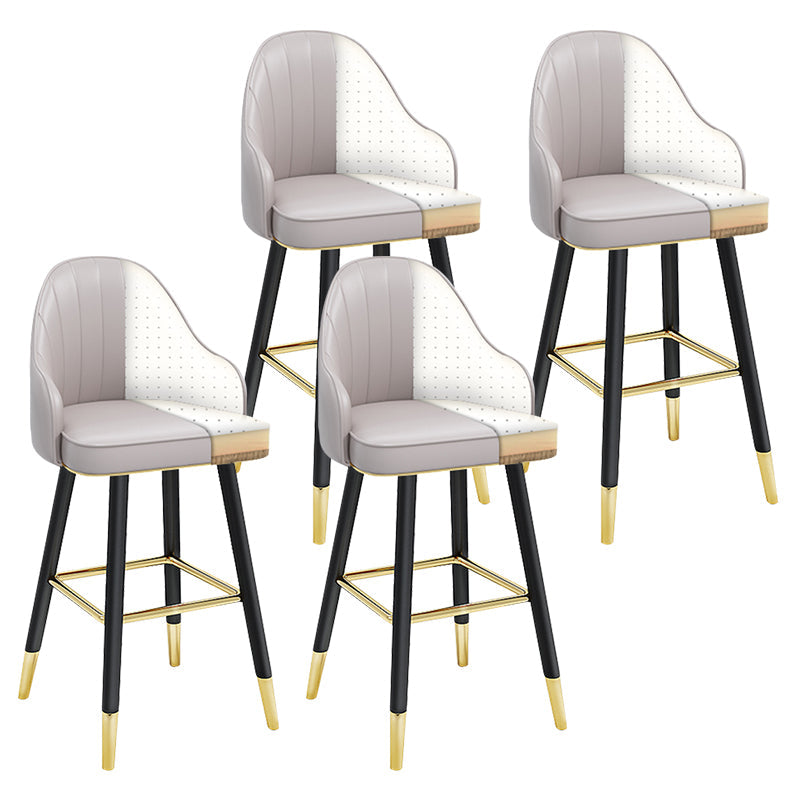 Modern Armless Backrest Counter Stool Steel Household Bar Stool with Pedal and Cushion White-Gray 4 Piece Set Counter Stool(26"H) Clearhalo 'Bar Furniture' 'Bar Stools' 'bar_stools' 'furn' 'furn_bar_stools' 'furniture_bar_stools' 'Kitchen & Dining Furniture' 'kitchen&dining_furn' 'kitchen' 'kitchen_furn' Furniture' 4275379