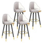 Modern Armless Backrest Counter Stool Steel Household Bar Stool with Pedal and Cushion White-Gray 4 Piece Set Bar Stool(30"H) Clearhalo 'Bar Furniture' 'Bar Stools' 'bar_stools' 'furn' 'furn_bar_stools' 'furniture_bar_stools' 'Kitchen & Dining Furniture' 'kitchen&dining_furn' 'kitchen' 'kitchen_furn' Furniture' 4275380