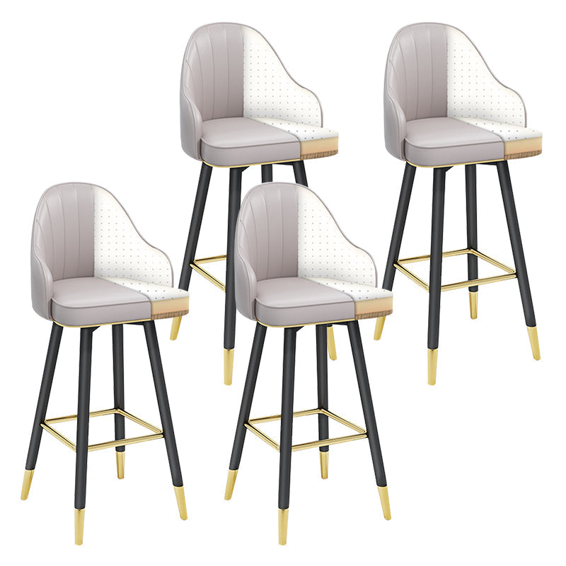 Modern Armless Backrest Counter Stool Steel Household Bar Stool with Pedal and Cushion White-Gray 4 Piece Set Bar Stool(30"H) Clearhalo 'Bar Furniture' 'Bar Stools' 'bar_stools' 'furn' 'furn_bar_stools' 'furniture_bar_stools' 'Kitchen & Dining Furniture' 'kitchen&dining_furn' 'kitchen' 'kitchen_furn' Furniture' 4275380