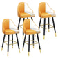 Modern Armless Backrest Counter Stool Steel Household Bar Stool with Pedal and Cushion White-Yellow 4 Piece Set Counter Stool(26"H) Clearhalo 'Bar Furniture' 'Bar Stools' 'bar_stools' 'furn' 'furn_bar_stools' 'furniture_bar_stools' 'Kitchen & Dining Furniture' 'kitchen&dining_furn' 'kitchen' 'kitchen_furn' Furniture' 4275382
