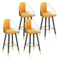 Modern Armless Backrest Counter Stool Steel Household Bar Stool with Pedal and Cushion Grey-Light Yellow 4 Piece Set Bar Stool(30"H) Clearhalo 'Bar Furniture' 'Bar Stools' 'bar_stools' 'furn' 'furn_bar_stools' 'furniture_bar_stools' 'Kitchen & Dining Furniture' 'kitchen&dining_furn' 'kitchen' 'kitchen_furn' Furniture' 4275386
