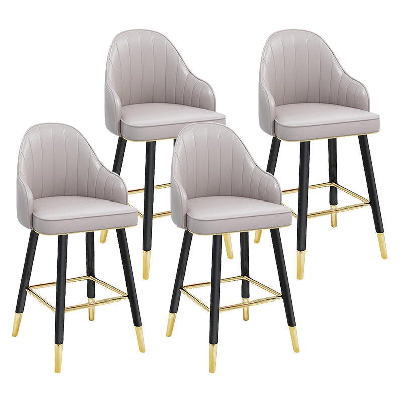Modern Armless Backrest Counter Stool Steel Household Bar Stool with Pedal and Cushion Light Gray 4 Piece Set Short Stool(22"H) Clearhalo 'Bar Furniture' 'Bar Stools' 'bar_stools' 'furn' 'furn_bar_stools' 'furniture_bar_stools' 'Kitchen & Dining Furniture' 'kitchen&dining_furn' 'kitchen' 'kitchen_furn' Furniture' 4275387