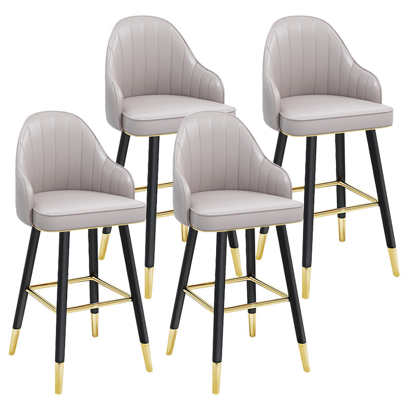Modern Armless Backrest Counter Stool Steel Household Bar Stool with Pedal and Cushion Light Gray 4 Piece Set Counter Stool(26"H) Clearhalo 'Bar Furniture' 'Bar Stools' 'bar_stools' 'furn' 'furn_bar_stools' 'furniture_bar_stools' 'Kitchen & Dining Furniture' 'kitchen&dining_furn' 'kitchen' 'kitchen_furn' Furniture' 4275388