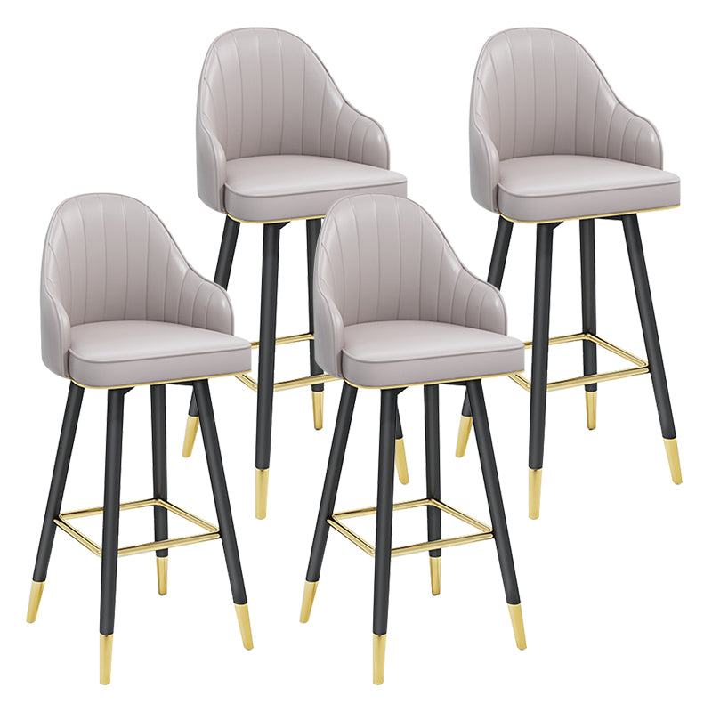 Modern Armless Backrest Counter Stool Steel Household Bar Stool with Pedal and Cushion Light Gray 4 Piece Set Bar Stool(30"H) Clearhalo 'Bar Furniture' 'Bar Stools' 'bar_stools' 'furn' 'furn_bar_stools' 'furniture_bar_stools' 'Kitchen & Dining Furniture' 'kitchen&dining_furn' 'kitchen' 'kitchen_furn' Furniture' 4275389