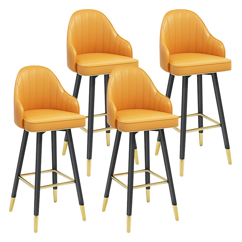 Modern Armless Backrest Counter Stool Steel Household Bar Stool with Pedal and Cushion Yellow 4 Piece Set Bar Stool(30"H) Clearhalo 'Bar Furniture' 'Bar Stools' 'bar_stools' 'furn' 'furn_bar_stools' 'furniture_bar_stools' 'Kitchen & Dining Furniture' 'kitchen&dining_furn' 'kitchen' 'kitchen_furn' Furniture' 4275392