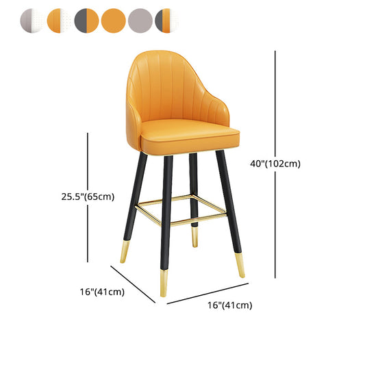 Modern Armless Backrest Counter Stool Steel Household Bar Stool with Pedal and Cushion Clearhalo 'Bar Furniture' 'Bar Stools' 'bar_stools' 'furn' 'furn_bar_stools' 'furniture_bar_stools' 'Kitchen & Dining Furniture' 'kitchen&dining_furn' 'kitchen' 'kitchen_furn' Furniture' 4275397