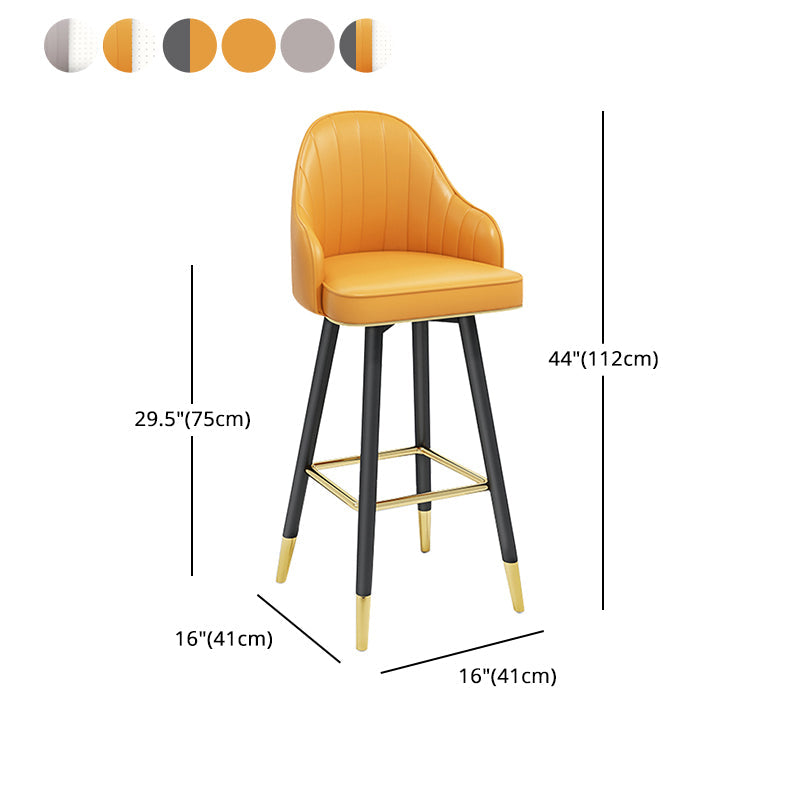 Modern Armless Backrest Counter Stool Steel Household Bar Stool with Pedal and Cushion Clearhalo 'Bar Furniture' 'Bar Stools' 'bar_stools' 'furn' 'furn_bar_stools' 'furniture_bar_stools' 'Kitchen & Dining Furniture' 'kitchen&dining_furn' 'kitchen' 'kitchen_furn' Furniture' 4275398
