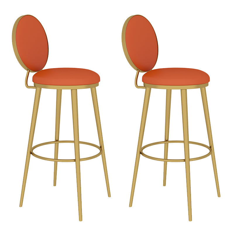 Glam Round Stool Armless Leather Bar Stool With Low Back And Metal Legs 2 Piece Set Clearhalo 'Bar Furniture' 'Bar Stools' 'bar_stools' 'furn' 'furn_bar_stools' 'furniture_bar_stools' 'Kitchen & Dining Furniture' 'kitchen&dining_furn' 'kitchen' 'kitchen_furn' Furniture' 4275401