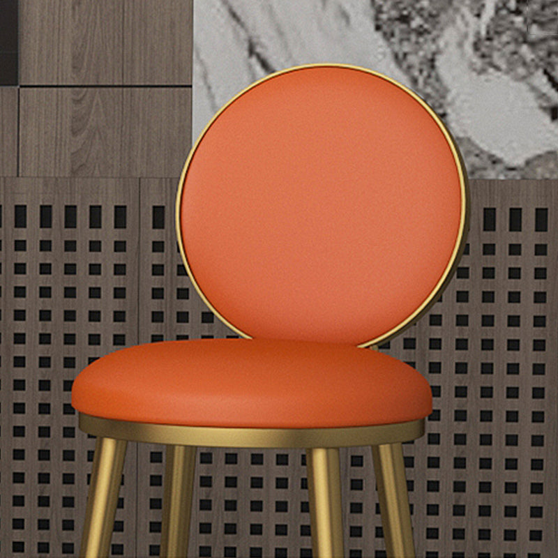 Glam Round Stool Armless Leather Bar Stool With Low Back And Metal Legs Clearhalo 'Bar Furniture' 'Bar Stools' 'bar_stools' 'furn' 'furn_bar_stools' 'furniture_bar_stools' 'Kitchen & Dining Furniture' 'kitchen&dining_furn' 'kitchen' 'kitchen_furn' Furniture' 4275405