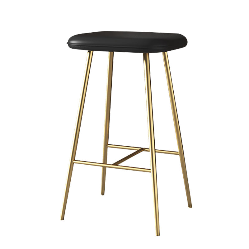 Glam Counter Bar Stool Armless Leather Rectangle Bar Stool with Footrest Gold Black Counter Stool(26"H) Clearhalo 'Bar Furniture' 'Bar Stools' 'bar_stools' 'furn' 'furn_bar_stools' 'furniture_bar_stools' 'Kitchen & Dining Furniture' 'kitchen&dining_furn' 'kitchen' 'kitchen_furn' Furniture' 4275446