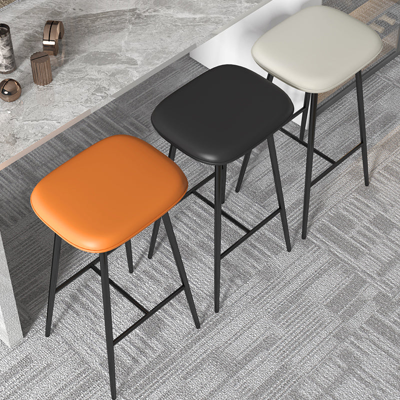 Glam Counter Bar Stool Armless Leather Rectangle Bar Stool with Footrest Clearhalo 'Bar Furniture' 'Bar Stools' 'bar_stools' 'furn' 'furn_bar_stools' 'furniture_bar_stools' 'Kitchen & Dining Furniture' 'kitchen&dining_furn' 'kitchen' 'kitchen_furn' Furniture' 4275449