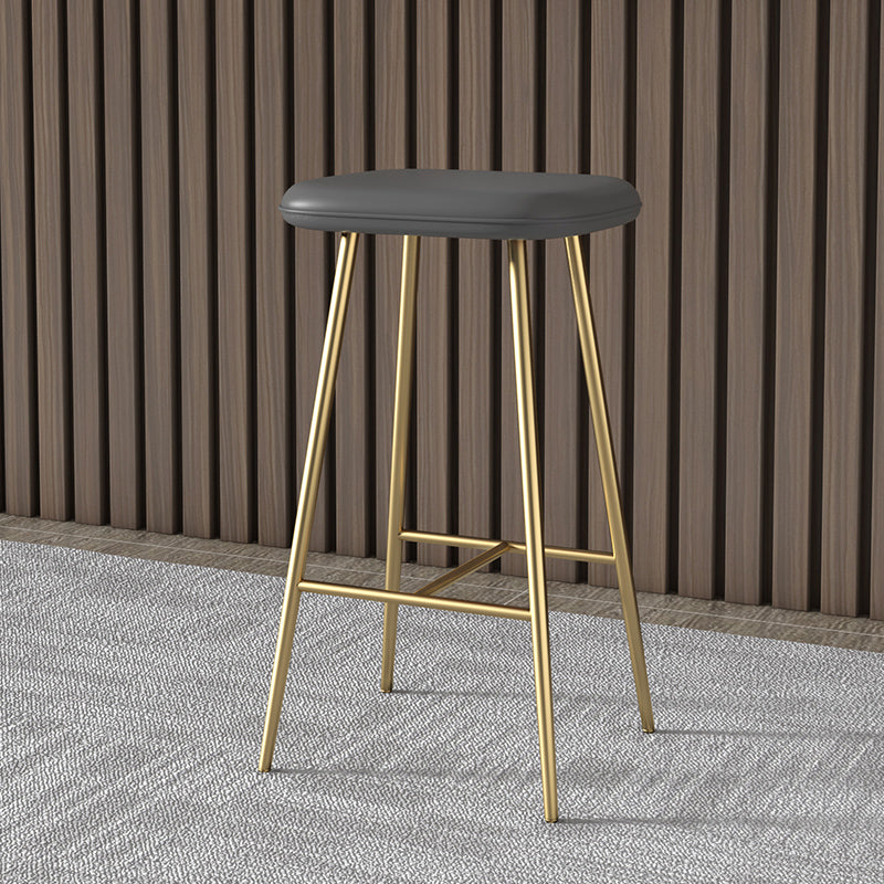 Glam Counter Bar Stool Armless Leather Rectangle Bar Stool with Footrest Clearhalo 'Bar Furniture' 'Bar Stools' 'bar_stools' 'furn' 'furn_bar_stools' 'furniture_bar_stools' 'Kitchen & Dining Furniture' 'kitchen&dining_furn' 'kitchen' 'kitchen_furn' Furniture' 4275452