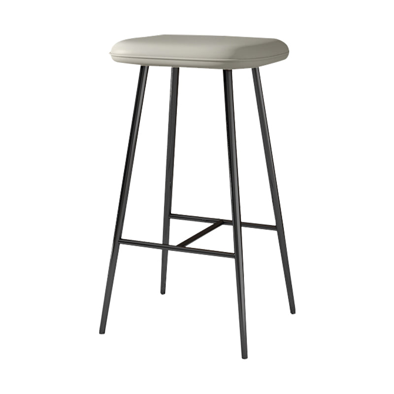 Glam Counter Bar Stool Armless Leather Rectangle Bar Stool with Footrest Black Gray Counter Stool(26"H) Clearhalo 'Bar Furniture' 'Bar Stools' 'bar_stools' 'furn' 'furn_bar_stools' 'furniture_bar_stools' 'Kitchen & Dining Furniture' 'kitchen&dining_furn' 'kitchen' 'kitchen_furn' Furniture' 4275453