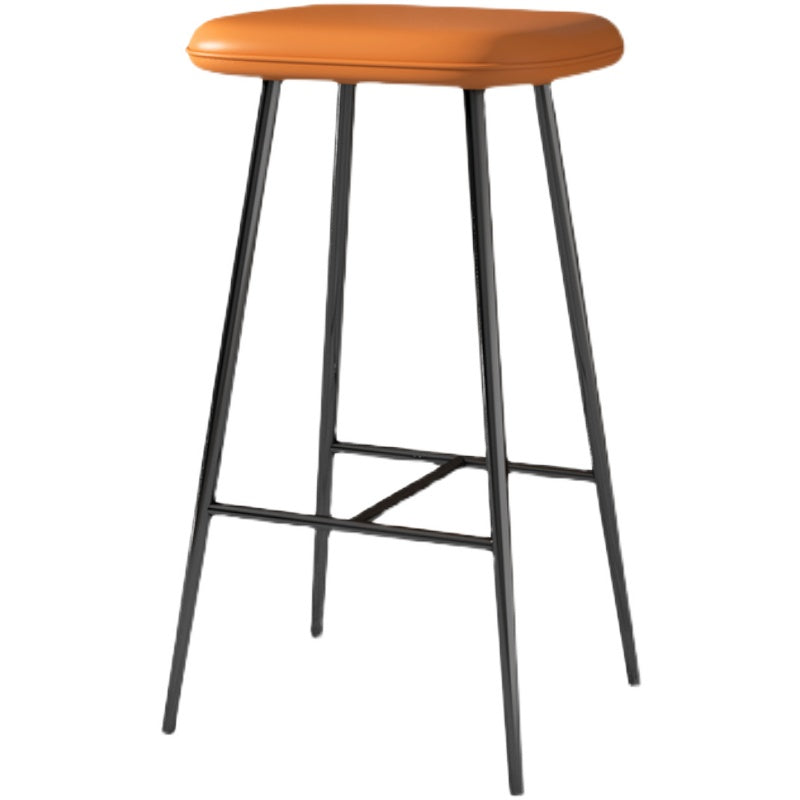 Glam Counter Bar Stool Armless Leather Rectangle Bar Stool with Footrest Clearhalo 'Bar Furniture' 'Bar Stools' 'bar_stools' 'furn' 'furn_bar_stools' 'furniture_bar_stools' 'Kitchen & Dining Furniture' 'kitchen&dining_furn' 'kitchen' 'kitchen_furn' Furniture' 4275454