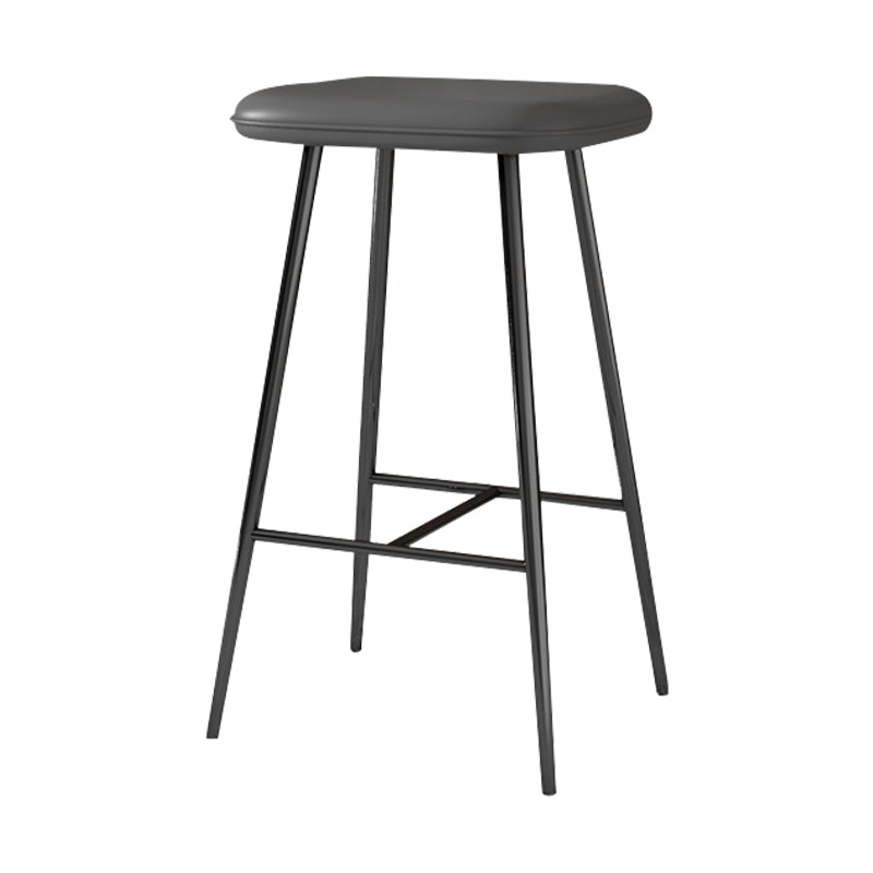 Glam Counter Bar Stool Armless Leather Rectangle Bar Stool with Footrest Black Dark Gray Counter Stool(26"H) Clearhalo 'Bar Furniture' 'Bar Stools' 'bar_stools' 'furn' 'furn_bar_stools' 'furniture_bar_stools' 'Kitchen & Dining Furniture' 'kitchen&dining_furn' 'kitchen' 'kitchen_furn' Furniture' 4275457