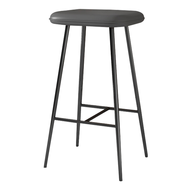 Glam Counter Bar Stool Armless Leather Rectangle Bar Stool with Footrest Black Dark Gray Bar Stool(30"H) Clearhalo 'Bar Furniture' 'Bar Stools' 'bar_stools' 'furn' 'furn_bar_stools' 'furniture_bar_stools' 'Kitchen & Dining Furniture' 'kitchen&dining_furn' 'kitchen' 'kitchen_furn' Furniture' 4275460
