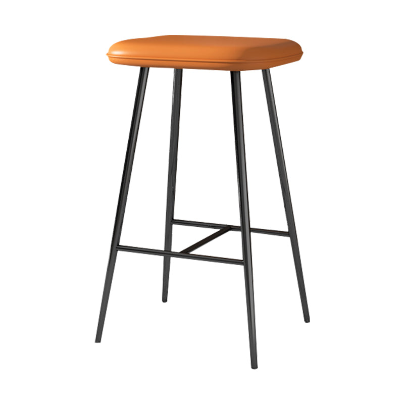 Glam Counter Bar Stool Armless Leather Rectangle Bar Stool with Footrest Black Orange Counter Stool(26"H) Clearhalo 'Bar Furniture' 'Bar Stools' 'bar_stools' 'furn' 'furn_bar_stools' 'furniture_bar_stools' 'Kitchen & Dining Furniture' 'kitchen&dining_furn' 'kitchen' 'kitchen_furn' Furniture' 4275461