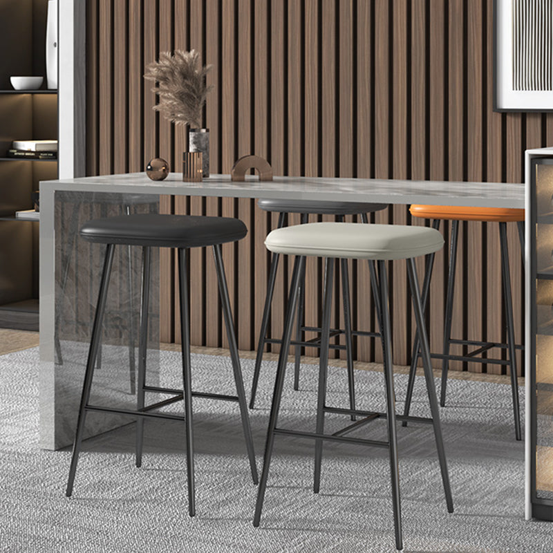 Glam Counter Bar Stool Armless Leather Rectangle Bar Stool with Footrest Clearhalo 'Bar Furniture' 'Bar Stools' 'bar_stools' 'furn' 'furn_bar_stools' 'furniture_bar_stools' 'Kitchen & Dining Furniture' 'kitchen&dining_furn' 'kitchen' 'kitchen_furn' Furniture' 4275462