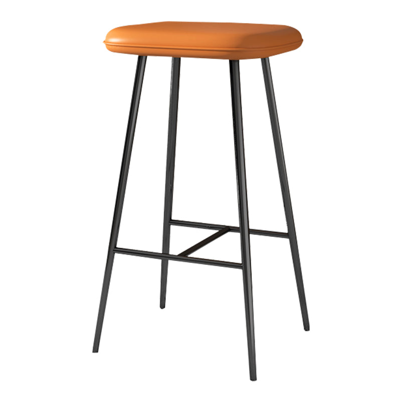 Glam Counter Bar Stool Armless Leather Rectangle Bar Stool with Footrest Black Orange Bar Stool(30"H) Clearhalo 'Bar Furniture' 'Bar Stools' 'bar_stools' 'furn' 'furn_bar_stools' 'furniture_bar_stools' 'Kitchen & Dining Furniture' 'kitchen&dining_furn' 'kitchen' 'kitchen_furn' Furniture' 4275463