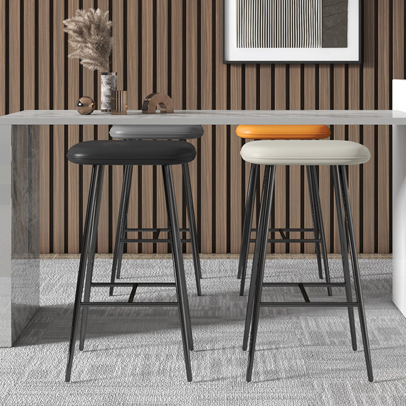 Glam Counter Bar Stool Armless Leather Rectangle Bar Stool with Footrest Clearhalo 'Bar Furniture' 'Bar Stools' 'bar_stools' 'furn' 'furn_bar_stools' 'furniture_bar_stools' 'Kitchen & Dining Furniture' 'kitchen&dining_furn' 'kitchen' 'kitchen_furn' Furniture' 4275464