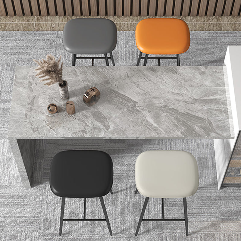 Glam Counter Bar Stool Armless Leather Rectangle Bar Stool with Footrest Clearhalo 'Bar Furniture' 'Bar Stools' 'bar_stools' 'furn' 'furn_bar_stools' 'furniture_bar_stools' 'Kitchen & Dining Furniture' 'kitchen&dining_furn' 'kitchen' 'kitchen_furn' Furniture' 4275465